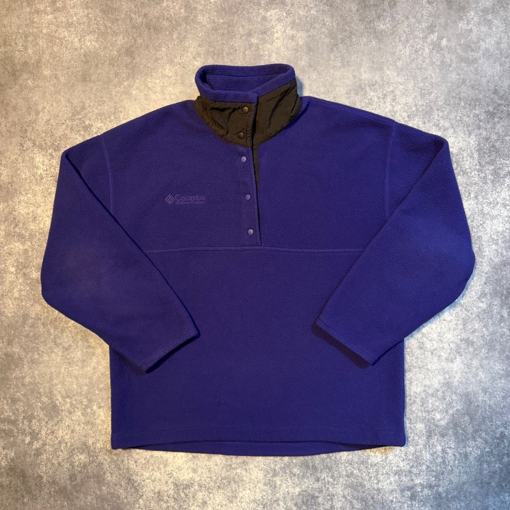Vintage Columbia Womens Purple Fleece Snap T Pullover Jacket Made In USA Medium